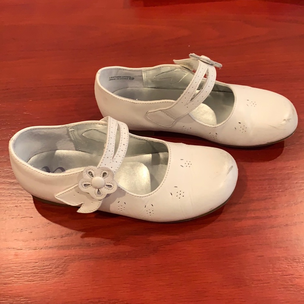 girls white leather dress shoe size 12 nina brand